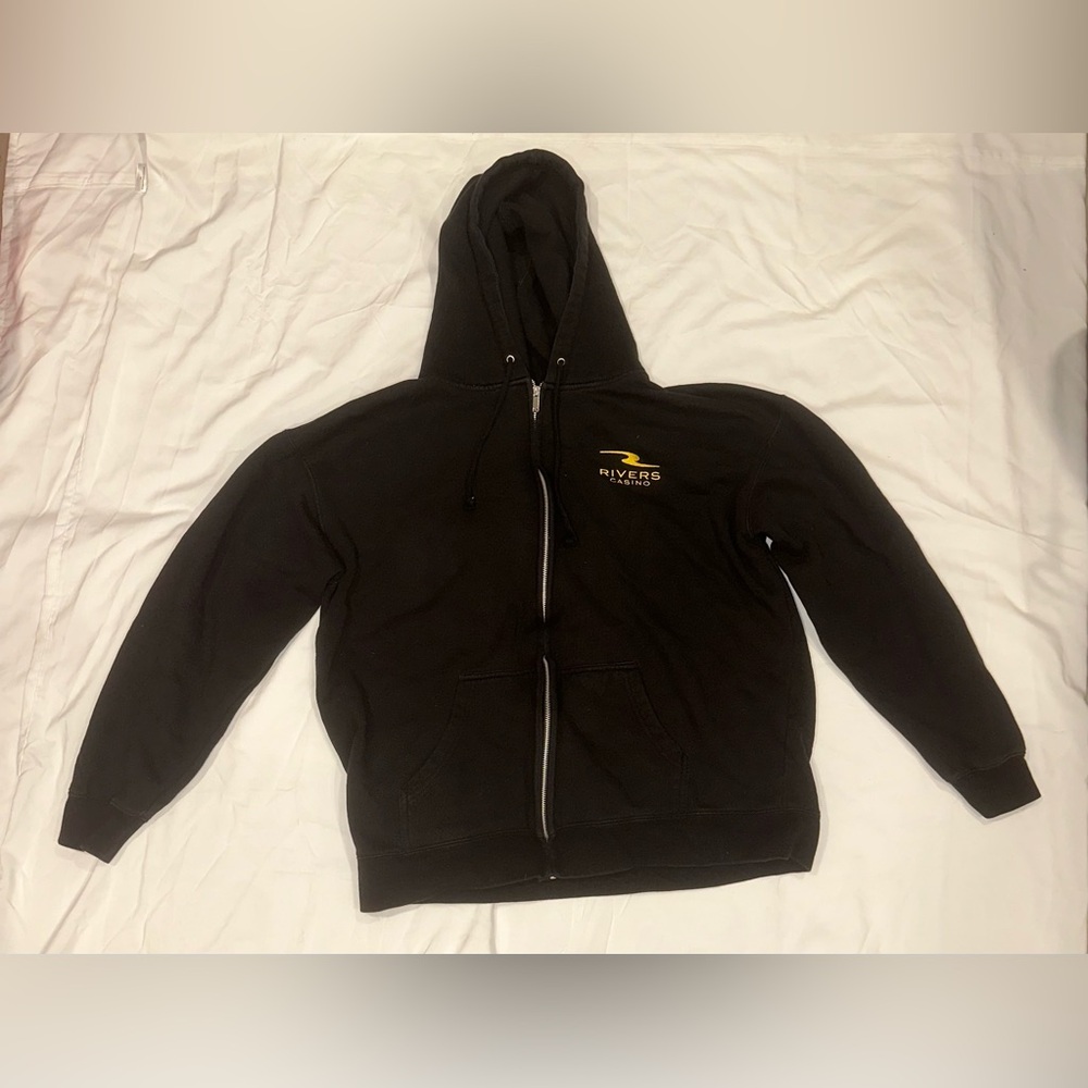 RIVERS CASINO PGH Memorabilia Black Zip Up Hoodie Sz.L